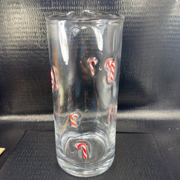 ARTLAND Hand Blown Candy Canes Holiday Handless Pitcher Carafe Jug Clear Glass - Picture 9 of 9